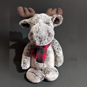 Jellycat Bashful Marty Moose Plush Plaid Scarf Indigo Canada Exclusive Retired